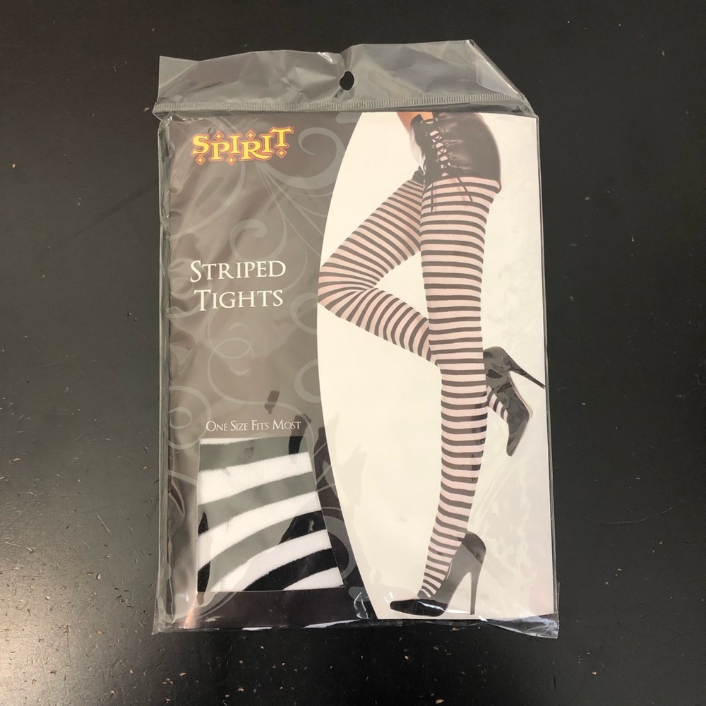 Spirit Halloween Black White Stripe Halloween Costume Tights Leggings